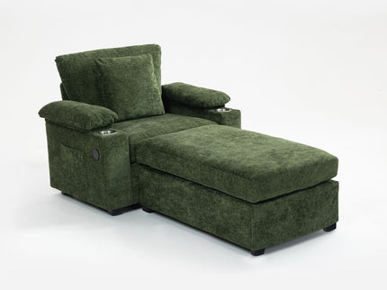 Modern Oversized Chair With Ottoman, Cupholders And USB Charging Ports