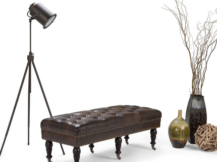 Henley - Tufted Ottoman Bench - Distressed Brown