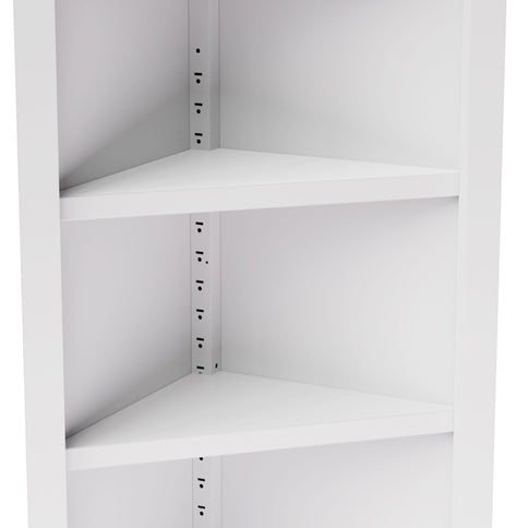 Tall Corner Storage Cabinet With 2 Doors, 5-Tier With Adjustable Shelves, Freestanding - White