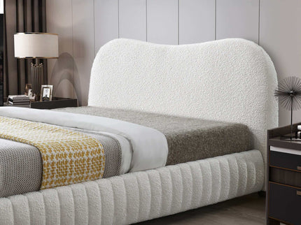 Norme - Queen Size Upholstered Low Profile Platform Bed - Cream