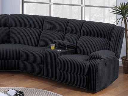 Manual Motion Reclining Sectional LAF / RAF Loveseat With Consoles Cup Holders Upholstered Living Room - Black