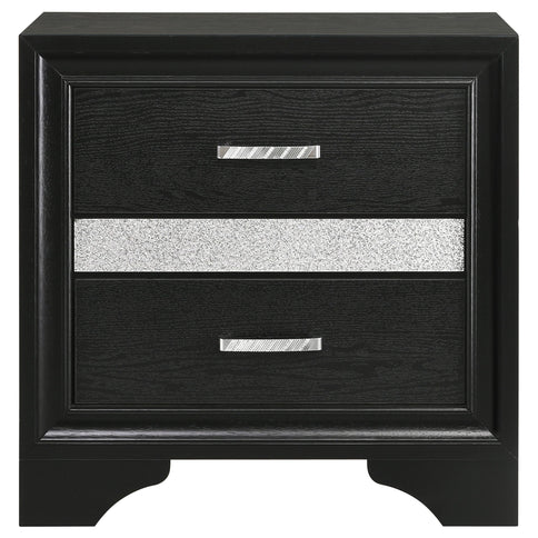 Transitional 2 Drawer Nightstand With Hidden Jewelry Tray