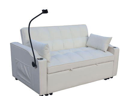 Modern Loveseat With Pullout Bed, Adjustable Reclining Backrest