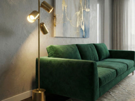 Harmony - Floor Lamp With Rotary Switch Triple Spots Block Base - Gold