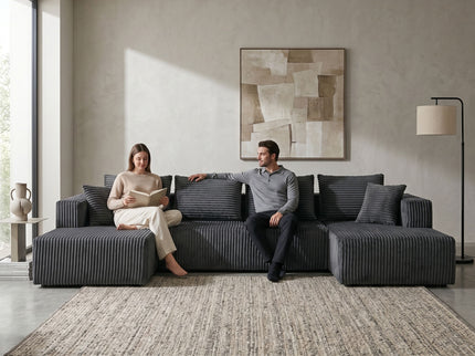 U-Shaped Modular Sectional Sofa With Double Chaise, Oversized Deep Seat For Living Room