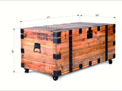 Trunk Table With Four Wheel Large Capacity Storage Coffee Table - Natural / Black