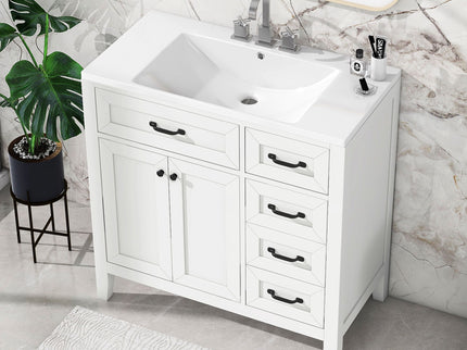 Modern Bathroom Vanity With Sink, Freestanding With Drawers And Doors