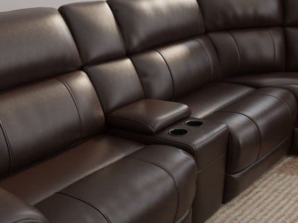 Brazil - Power Sectional With Adjustable Headrest & Footrest - Dark Brown