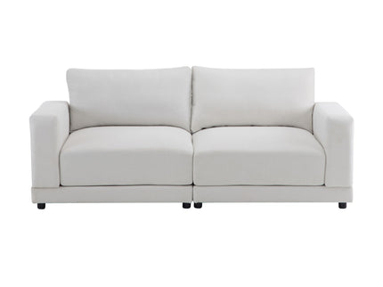 Modern Square Arm Sofa With Soft Fabric Upholstery, Deep Cushions