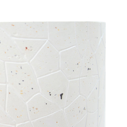Outdoor Terrazzo Concrete Drum End Table, Living Room Accent Table - White Terrazzo