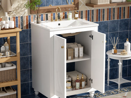 Bathroom Vanity With Ornate Elliptical Motif, Soft Close Hinges