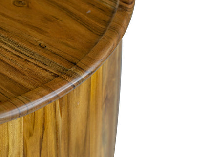 Drum Side Table With Tray Style Top - Brown