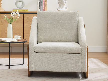 Modern Upholstered Armchair With Wooden Side Frame