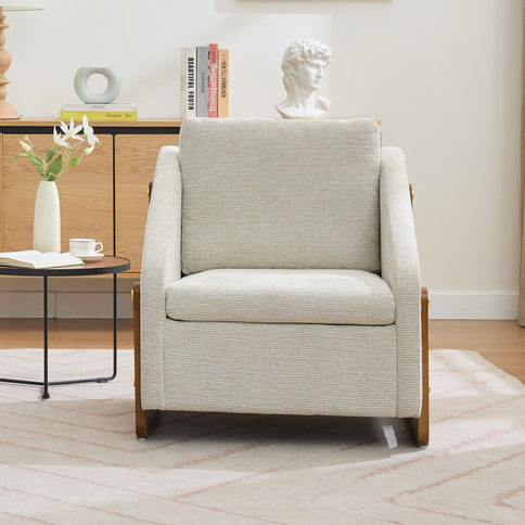 Modern Upholstered Armchair With Wooden Side Frame