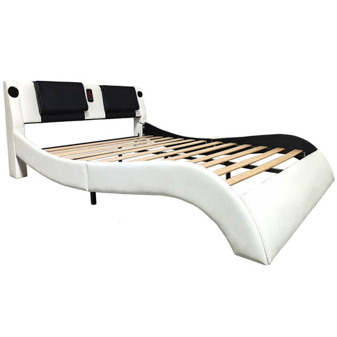 Platform Bed Frame With LED Lighting, tooth Music, Vibration Massage