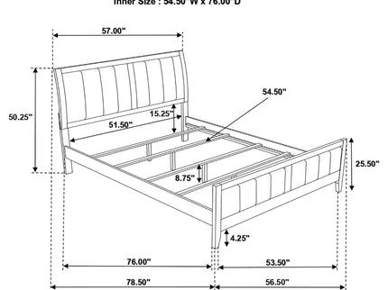 Full Panel Bed With Tufted Headboard Frame - Brown