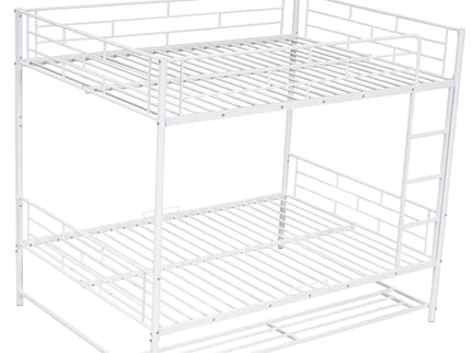 Metal Bunk Bed With Shelf And Guardrails
