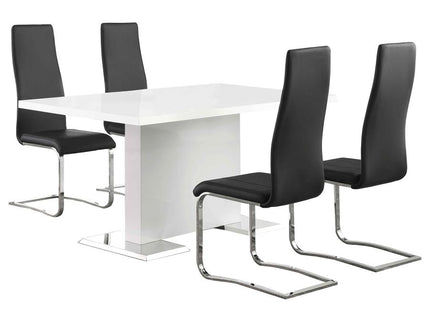 Anges 5-piece Dining Table Set White High Gloss and Black