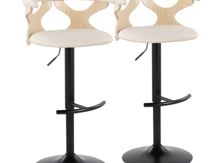 Gardenia - Contemporary Adjustable Barstool With Swivel With Rounded T Footrest (Set of 2)