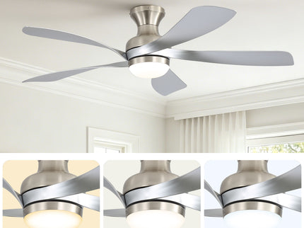 52" Ceiling Fan With 3 Color Dimmable LED Light, DC Reversible Motor, 6 Speed Settings