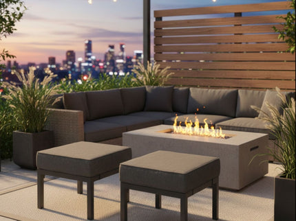 Patio Ottomans With Cushions, All-Weather Footrests (Set of 2)