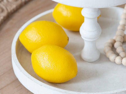 Two Tiered Round Wooden Tray - White