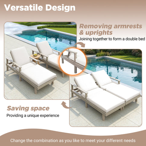 5 Position Adjustable Outdoor Chaise Lounge
