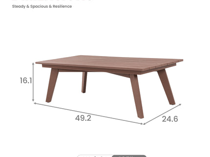 Outdoor Coffee Table, Wide Tabletop For Patio - Brown