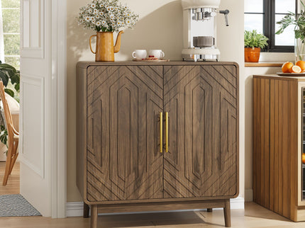 Sideboard Buffet Cabinet With Carved Doors And Adjustable Layer Board