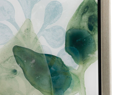 Framed Printed Acrylic Decorative Wall Art, Wall Decor For Living Room (Set of 2) - White / Green