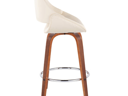Fabrico - Mid Century Modern, Fixed Height Counter Stool With Round Footrest (Set of 2)