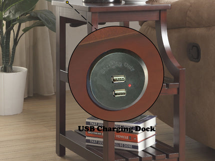 Wasaki - Accent Table With USB - Espresso