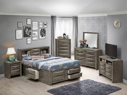 Modern Design Storage Bed With Bookcase Headboard