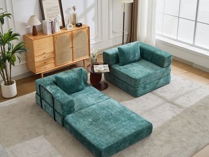 Convertible Floor Sofa Bed With Pillow Back Support Armrest