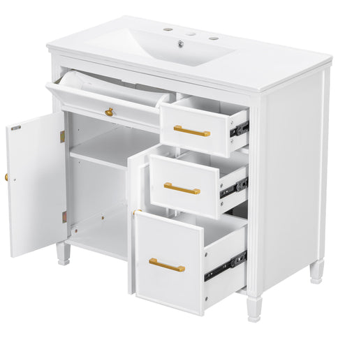 Bathroom Vanity With Sink Top, 3 Soft Closing Drawers