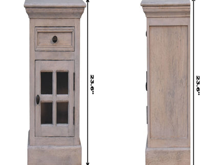 Glazed Bedside Table - Stone White