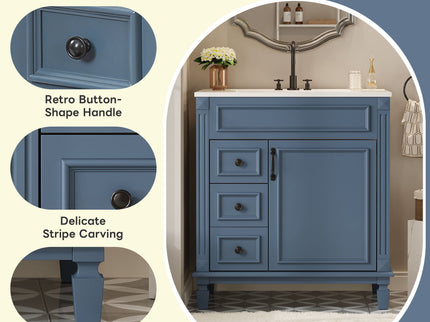 Bathroom Vanity With Sink, Cabinet With 2 Drawers And Adjustable Shelf