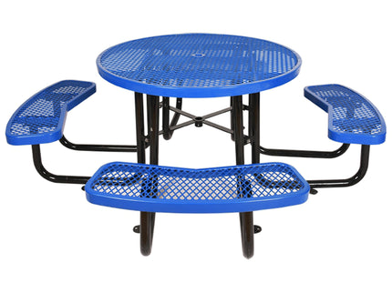 Round Outdoor Steel Picnic Table With Umbrella Pole