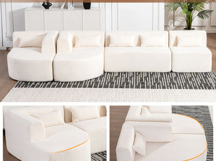 Upholstered Sofa Free Combined Sofa Couch With 2 Chaise Lounge And Five Back Pillows For Living Room