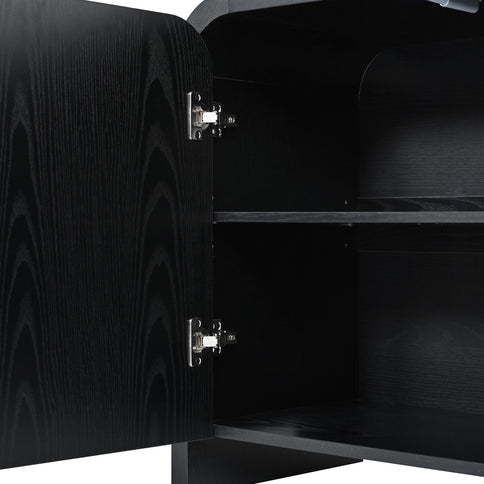 Curved Edge TV Stand With Large Cabinets