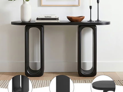 Art Sculptural Console Table With Oval Cutout Legs - Black