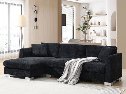 Modern Cloud Sectional Sofa L Shaped Luxury Couch Set With 2 Free Pillows 4 Seat With Oversized Chaise