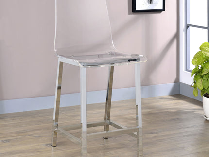 Counter Height Stools With Curved Back Design (Set of 2) - Clear