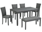 Dark Gray / 6 Pc. Table, 4 Chairs, Bench