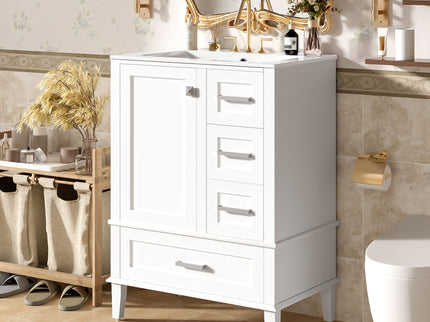 Bathroom Vanity, Modern Bathroom Cabinet With Sink Combo Set, Bathroom Storage Cabinet With A Soft Closing Door And 3 Drawers, Solid Wood Frame