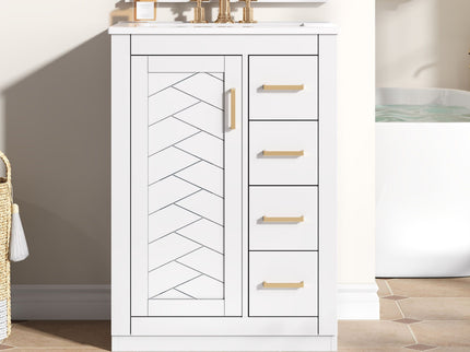 Modern Bathroom Vanity With 1 Door And 3 Drawers