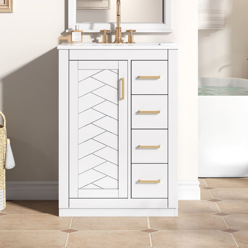 Modern Bathroom Vanity With 1 Door And 3 Drawers