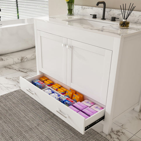 43" Bathroom Vanity Multi Functional Cabinet - White