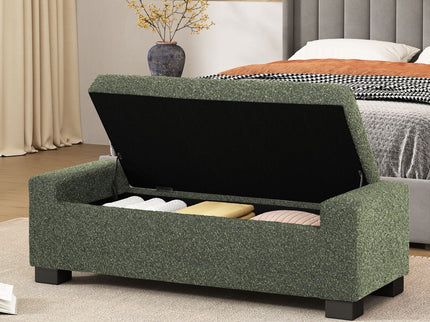 Textured Fabric Ottoman Bench With Hinged Lid