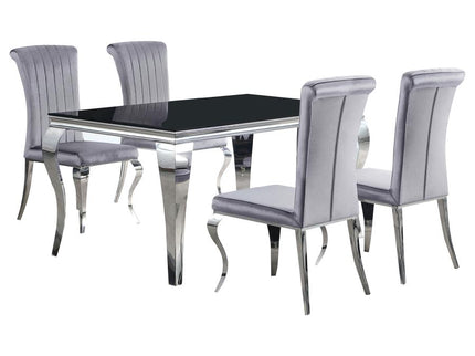 Carone 5-piece 61-inch Rectangular Black Glass Dining Set Grey